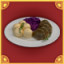 Currant-Glazed Pork Tenderloin with Red Cabbage and Thyme Dumplings.