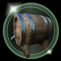 Wooden wine barrel.